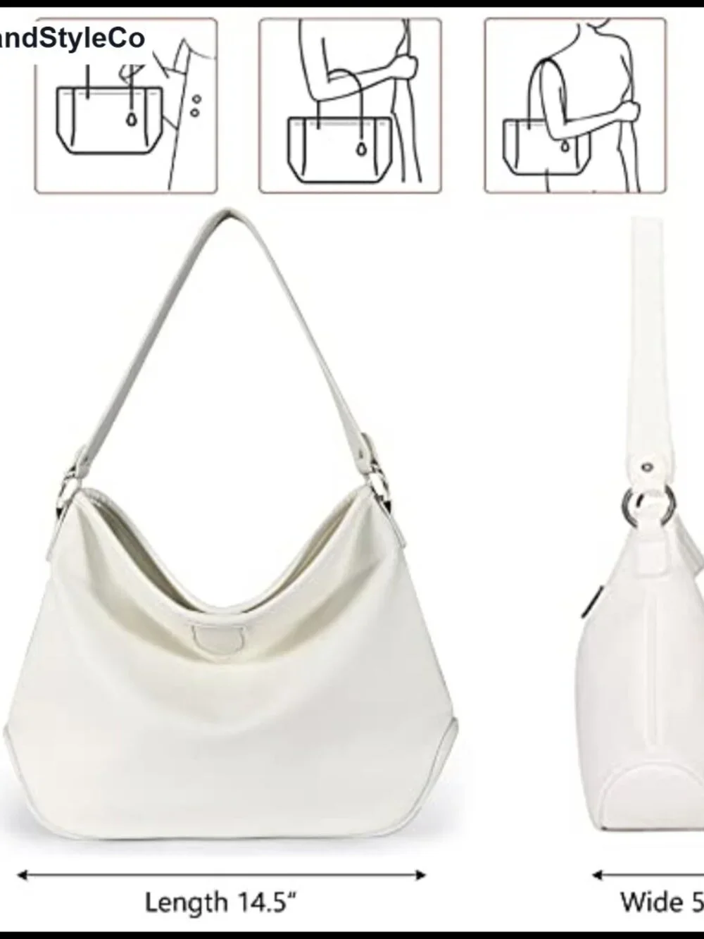 Faux Leather Medium Hobo Shoulder Bag Lightweight Everyday Purse